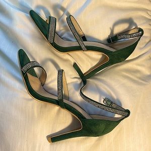 Hunter green rhinestone sandals